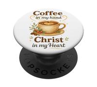 Coffee In My Hand Christ In My Heart Watercolor Christian PopSockets PopGrip Adhesivo