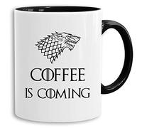 Coffee is Coming - vaso cafetera regalo Mug Targaryen thrones game of stark lannister baratheon Daenerys khaleesi tv blu-ray dvd, Farbe2:Blanco