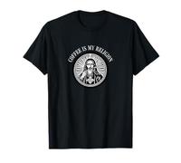 Coffee is my Religion - Popular café Iglesia con Texto en alemán Camiseta