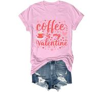 Coffee is My Valentine - Camisa retro para el día de San Valentín, diseño de corazón y café, para mujeres y hombres, rosa, XL