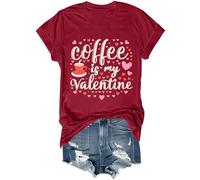 Coffee is My Valentine - Camisa retro para el día de San Valentín, diseño de corazón y café, para mujeres y hombres, Burdeos, L