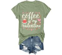 Coffee is My Valentine - Camisa retro para el día de San Valentín, diseño de corazón y café, para mujeres y hombres, verde, S