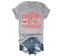 Coffee is My Valentine - Camisa retro para el día de San Valentín, diseño de corazón y café, para mujeres y hombres, gris, XXL