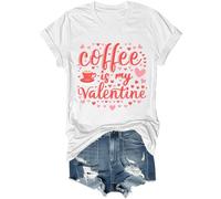 Coffee is My Valentine - Camisa retro para el día de San Valentín, diseño de corazón y café, para mujeres y hombres, blanco, L