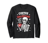 Coffee Is My Valentine Funny Skeleton Coffee Lover Manga Larga
