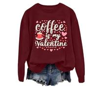 Coffee Is My Valentine - Sudadera y sudadera con capucha retro de corazón para amantes del café, camisas de San Valentín para mujeres y hombres, Burdeos, M