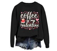 Coffee Is My Valentine - Sudadera y sudadera con capucha retro de corazón para amantes del café, camisas de San Valentín para mujeres y hombres, Negro, S