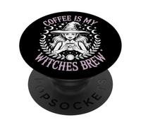 Coffee Is My Witches Brew Witchy Vibe Café de Halloween PopSockets PopGrip Adhesivo