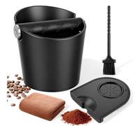 Coffee Knock Box de ABS, Alta Capacidad con Diseño Antisalpicaduras, Knock Box Cafe de Bajo Ruido, Tapete de Prensado Antideslizante con Cepillo y Paño Incluidos
