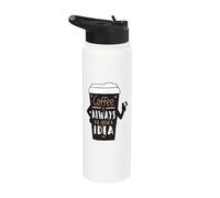 Coffee Lover Gift Espresso Latte Art Cafe Black Stainless Steel Insulated Water Bottle