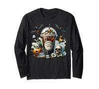 Coffee Lover Graphic For Mom & Dad Spooky Coffee Halloween Manga Larga