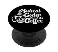 Coffee Lover ICD-10 Humor Codificación Médica Codificador Médicos PopSockets PopGrip Adhesivo