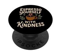 Coffee Lover Kindness Club Mensaje Positivo Cafeína Gráfico PopSockets PopGrip Adhesivo