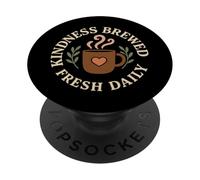 Coffee Lover Kindness Club Mensaje Positivo Cafeína Gráfico PopSockets PopGrip Adhesivo