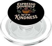 Coffee Lover Kindness Club Mensaje Positivo Cafeína Gráfico PopSockets PopGrip para MagSafe