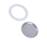 Coffee Maker Gasket and Stainless Steel Filter Portable Replacement Accessories Easy to Install Espresso Machine Parts Stainless Steel Filter