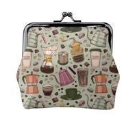 Coffee Makers - cartera de chocolate con cierre de beso, cartera pequeño de piel sintética para mujer