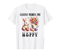 Coffee Makes Me Hoppy Easter Cute Bunny Drinking Coffee Cup Camiseta