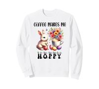 Coffee Makes Me Hoppy Easter Cute Bunny Drinking Coffee Cup Sudadera