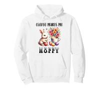 Coffee Makes Me Hoppy Easter Cute Bunny Drinking Coffee Cup Sudadera con Capucha