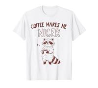 Coffee Makes me Nicer Animal Sarcastic Saying Raccoon Camiseta
