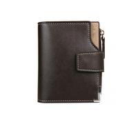 (Coffee)Men's Wallet ID Money Clip Zipper Card Bag Multi-Layer Design Three Fold Design for Birthday Gift