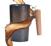 Coffee Mug - 220ml Capacity, Ceramic Cup, Ergonomic Design | Retro Style, Material, Drinkware, Wooden Handle For Coffee Brewing, Tea Ceremony, Home, Cafe, Restaurant, Travel