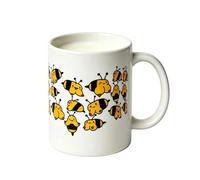 Coffee Mug - Funny Bee Pattern Tea Drinkware, Ceramic 11oz Liquid Container with Large Ergonomic Grip, Sturdy Heat Resistant Glazed Finish, Ideal for Birthday Thanksgiving Home Kitchen Bar