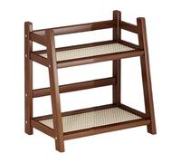 Coffee Mug Holder, 2-Tier Countertop Mugs Cup Rack Organizer, Imitation Rattan Style Coffee Bar Stand, Desktop Storage Shelf for Kitchen Water Bottles Glasses Tea Cups Display Home Indoor Décor