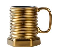 Coffee Mug | Spiral Hexagon 380ml -Ceramic Cup With Black Interior | Industrial Style Screw Design Drink Mug | Modern Tea Cocoa Cup For Home Kitchen Office Use