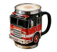 Coffee Mug - Stainless Steel Resin 10x9cm, Firefighter Mug, Insulated Novelty Design | Leakproof Temperature Control Drinkware, Novelty Mugs, Insulated Tumbler For Tea, Juice, Water, Home, Office