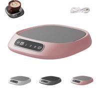 Coffee Mug Warmer,Electric Coffee-Cup Warmer Screen Touch,Three-Speed Temperature Regulation Cup Warmer with Non-Slip Base,Smart USB Plug-in Heating Coaster for Desk, Kitchen, Dining (Pink)