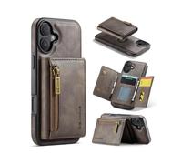 (Coffee, Multicolor) M5 Series For iPhone 16 Case Detachable Magnetic Leather Phone Cover with Card Slots - Coffee