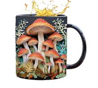 Coffee Muug Cup, Mushroom Pattern Drinkware, Ceramic Milk Cup, Stylish Design with, Modern Kitchenware with Charm, Tableware for Coffee Tea Hot Cocoa Milk Juice Home 11oz
