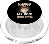 Coffee My Dog & Cross-Stitch | Perros cafeína y costura PopSockets PopGrip para MagSafe