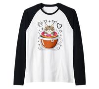 Coffee Norwegian Forest Cat Donut Camiseta Manga Raglan
