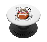 Coffee Norwegian Forest Cat Donut PopSockets PopGrip Adhesivo
