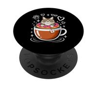 Coffee Norwegian Forest Cat Donut PopSockets PopGrip Adhesivo