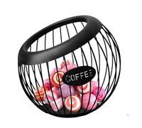 Coffee Pod Basket Iron Organizer - 20x18.5cm 368g Black White Gold - Fruit Snack Candy Storage For Living Room Coffee Table - Home Decor Countertop Tray