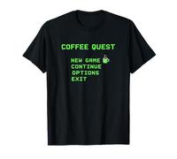 Coffee Quest Barista Gaming Funny Retro 8 bit Cafeína Camiseta
