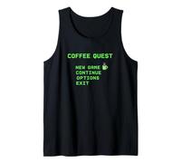 Coffee Quest Barista Gaming Funny Retro 8 bit Cafeína Camiseta sin Mangas