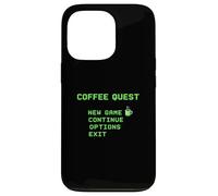 Coffee Quest Barista Gaming Funny Retro 8 bit Cafeína Carcasa para iPhone 13 Pro