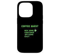 Coffee Quest Barista Gaming Funny Retro 8 bit Cafeína Carcasa para iPhone 14 Pro