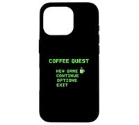 Coffee Quest Barista Gaming Funny Retro 8 bit Cafeína Carcasa para iPhone 16 Pro