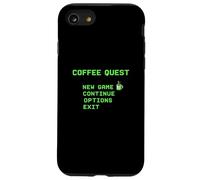 Coffee Quest Barista Gaming Funny Retro 8 bit Cafeína Carcasa para iPhone SE (2020) / 7/8
