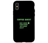 Coffee Quest Barista Gaming Funny Retro 8 bit Cafeína Carcasa para iPhone X/XS