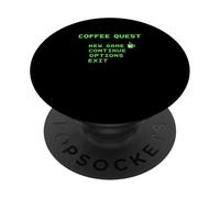 Coffee Quest Barista Gaming Funny Retro 8 bit Cafeína PopSockets PopGrip Adhesivo