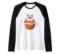 Coffee Ragdoll Cat Donut Camiseta Manga Raglan