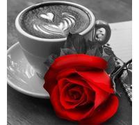 Coffee Red Rose Jigsaw Puzzle 300 Pieces 35x35cm/14x14inch, Difficult Jigsaw Puzzles for Adults 300, Beautiful Art Work, Great Festive Puzzle Gift for Men/Women