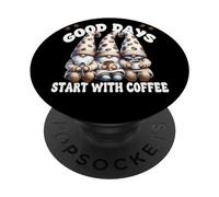 Coffee Sayings For Women Good Days Start with Coffee Gnomes PopSockets PopGrip Adhesivo